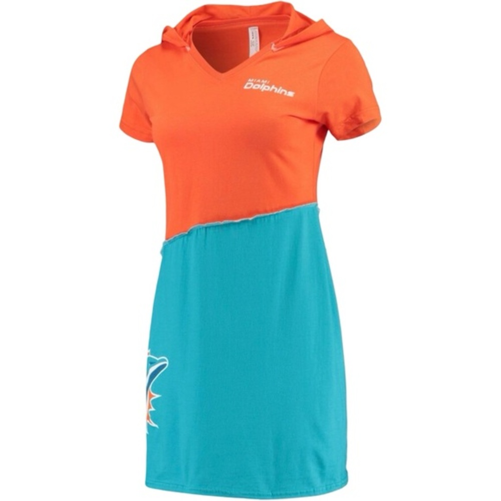 NWT Miami Dolphins Sustainable Hooded Mini Dress Women's Refried Apparel Sz L